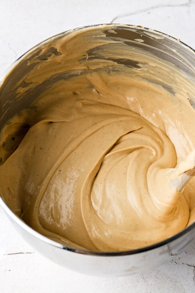 bowl of biscoff cheesecake filling