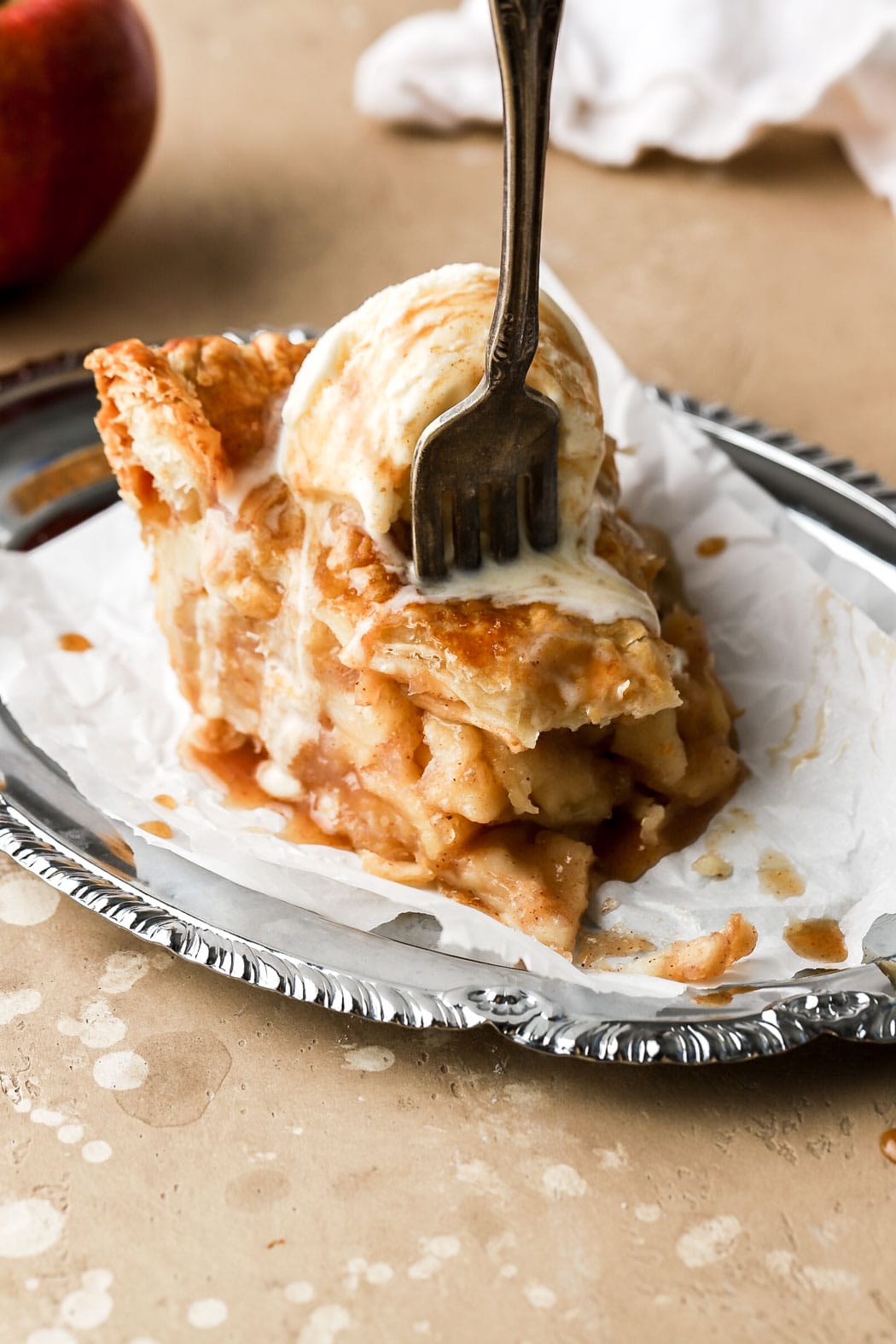 slice of apple pie with puff pastry