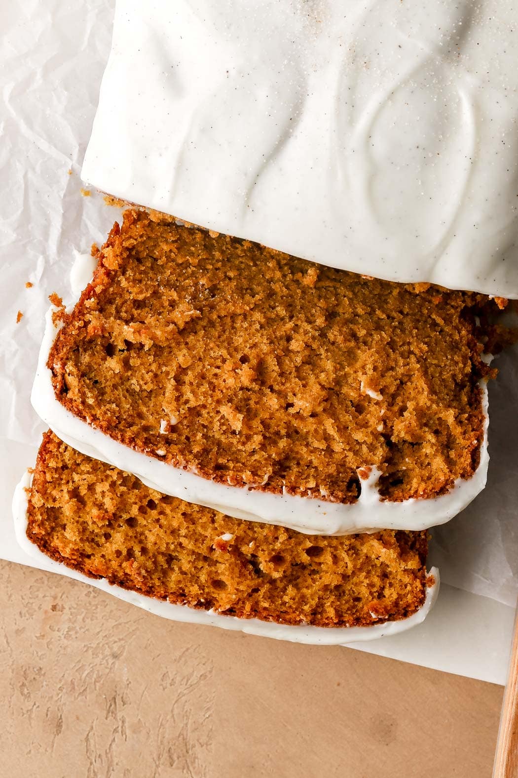 pumpkin loaf with cream cheese frosting