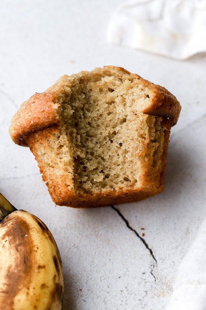 bite taken out of a banana muffin