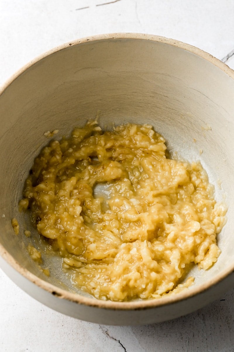 mashed banana in a bowl