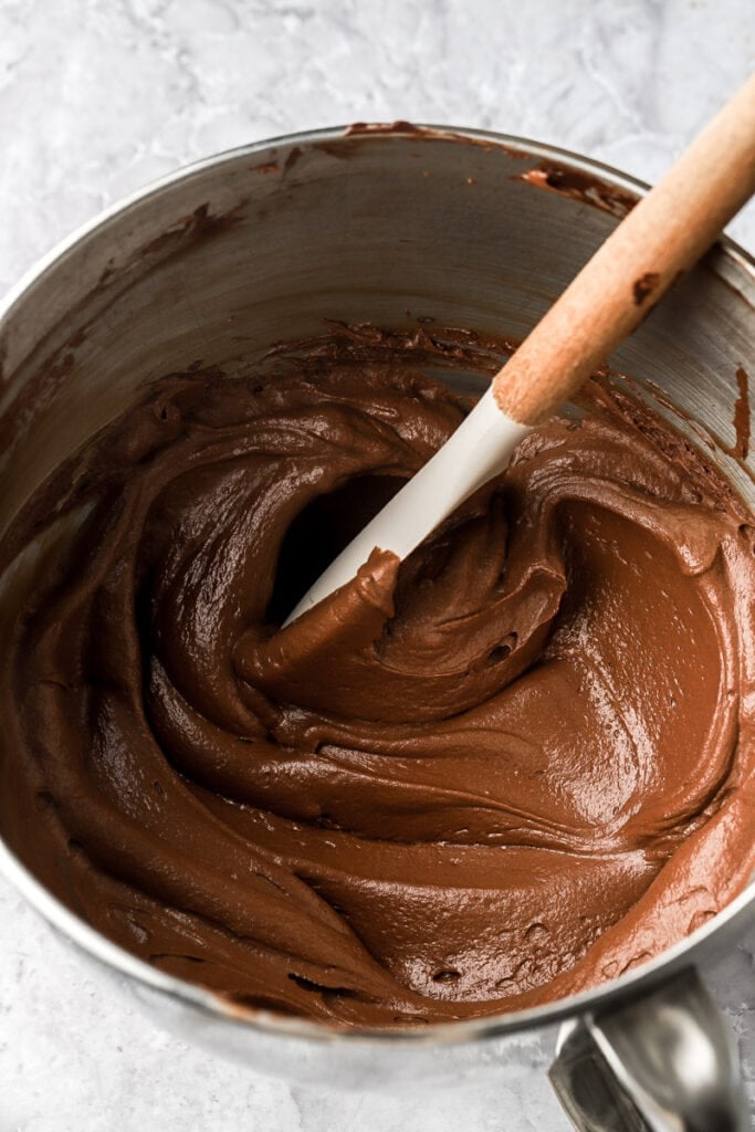 whipped chocolate ganache in a bowl