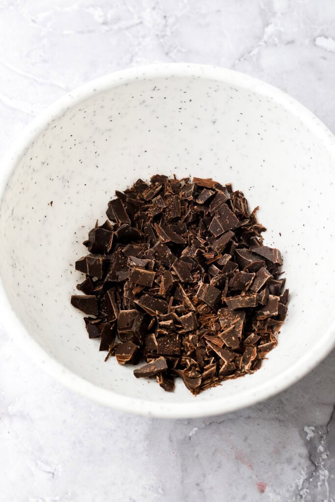 chocolate chopped small in a bowl