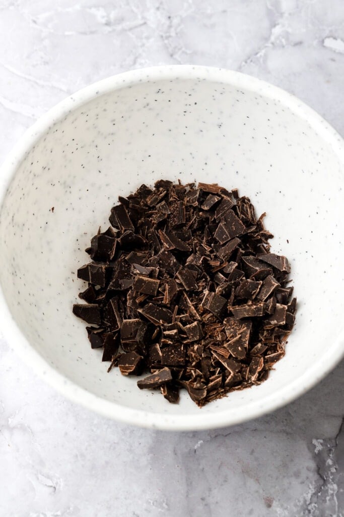 chopped chocolate in a bowl