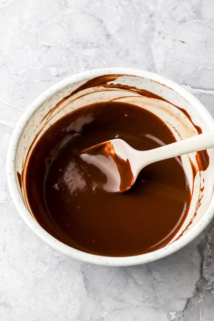 Chocolate ganache melted for drip topping