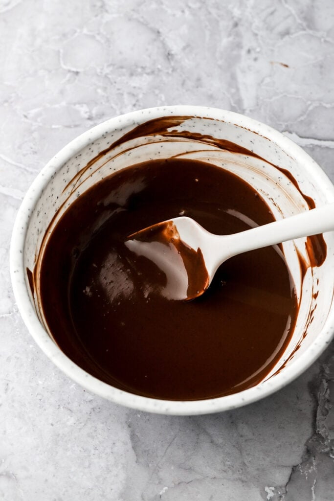 melted chocolate ganache for the chocolate drip