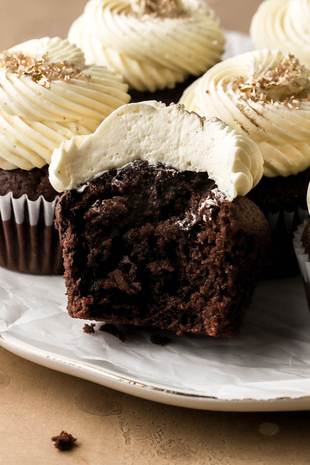 chocolate cupcakes with vanilla buttercream