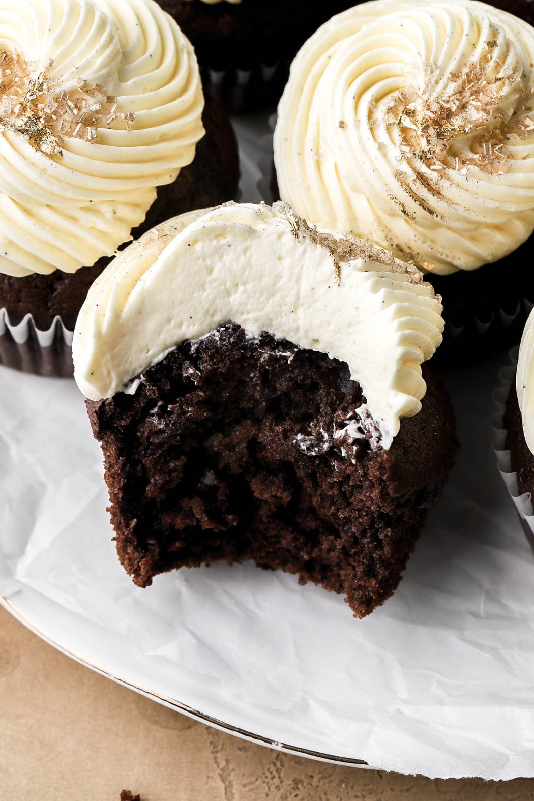 chocolate cupcakes with vanilla buttercream