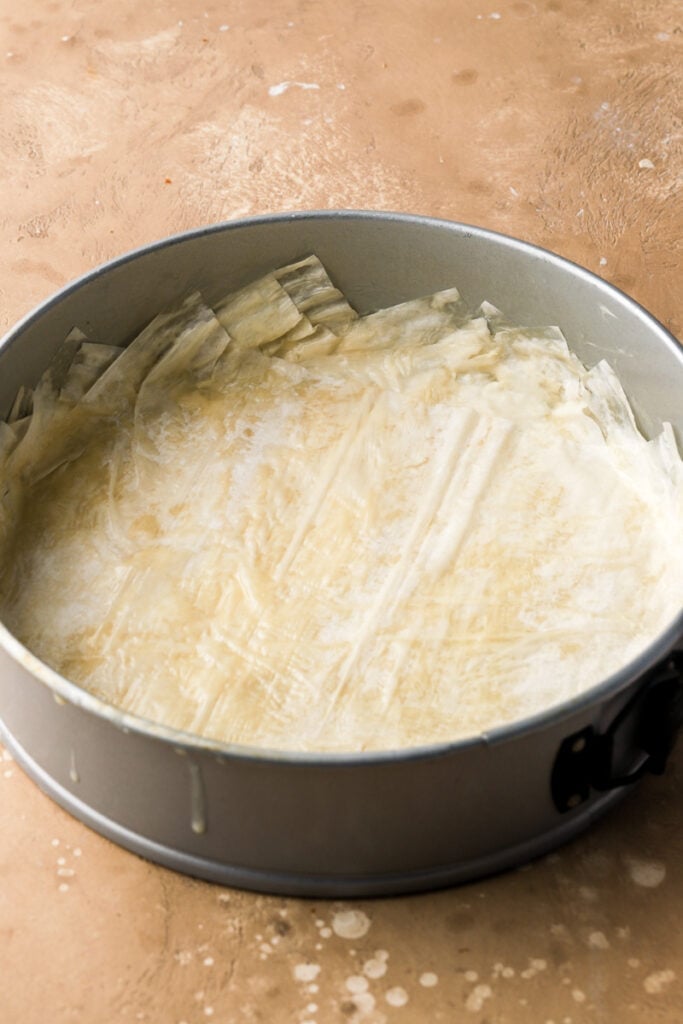 layers of buttered phyllo dough