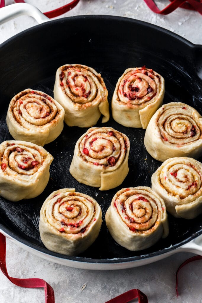 cranberry rolls before proofing