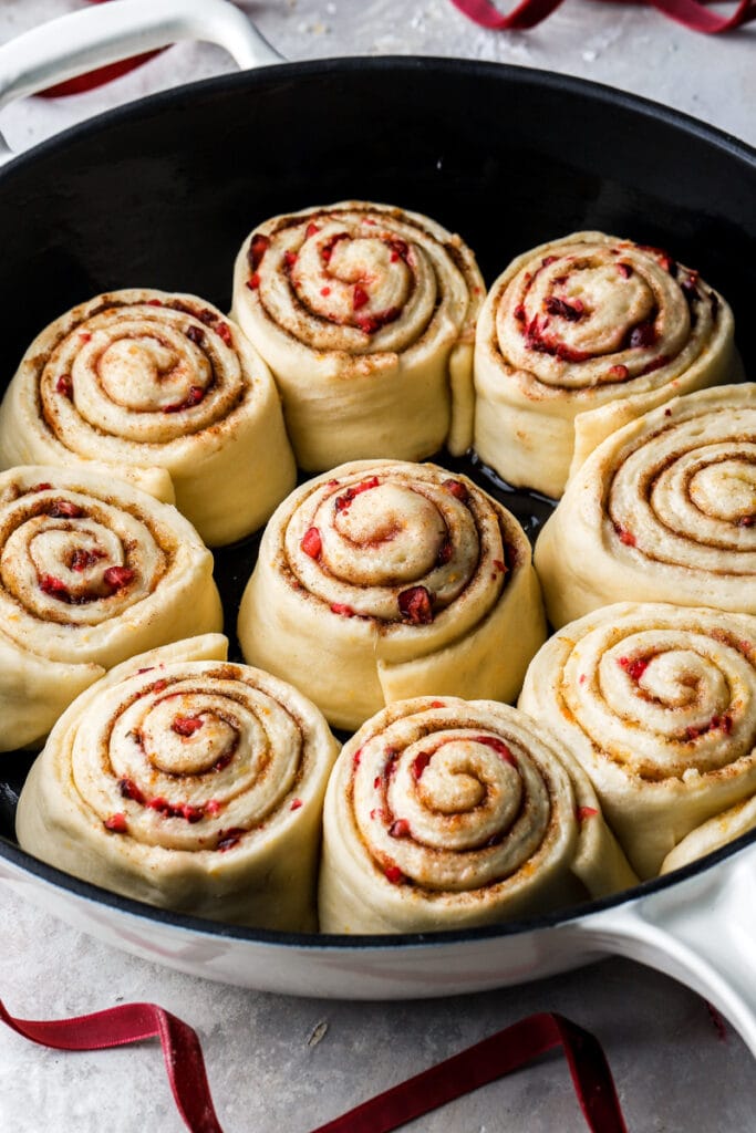 cranberry rolls after proofing