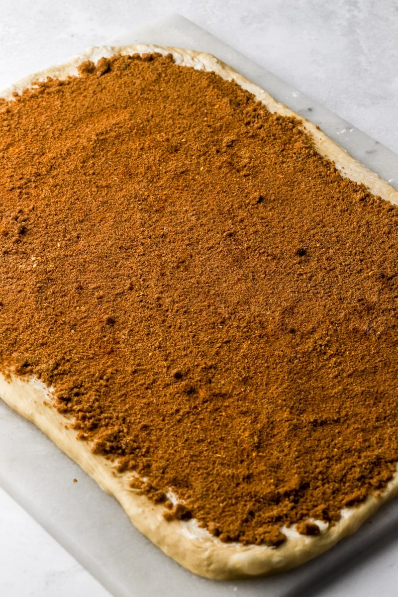 filling spread on dough