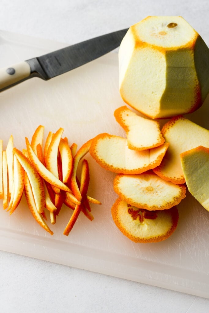 orange peels sliced