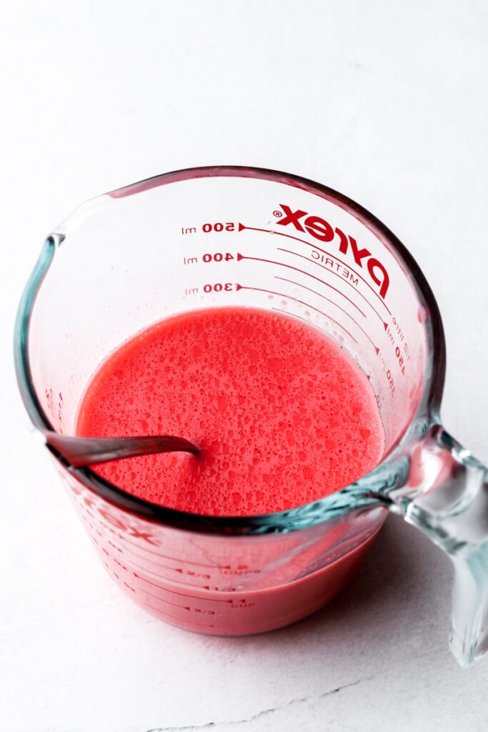red food coloring mixed with buttermilk