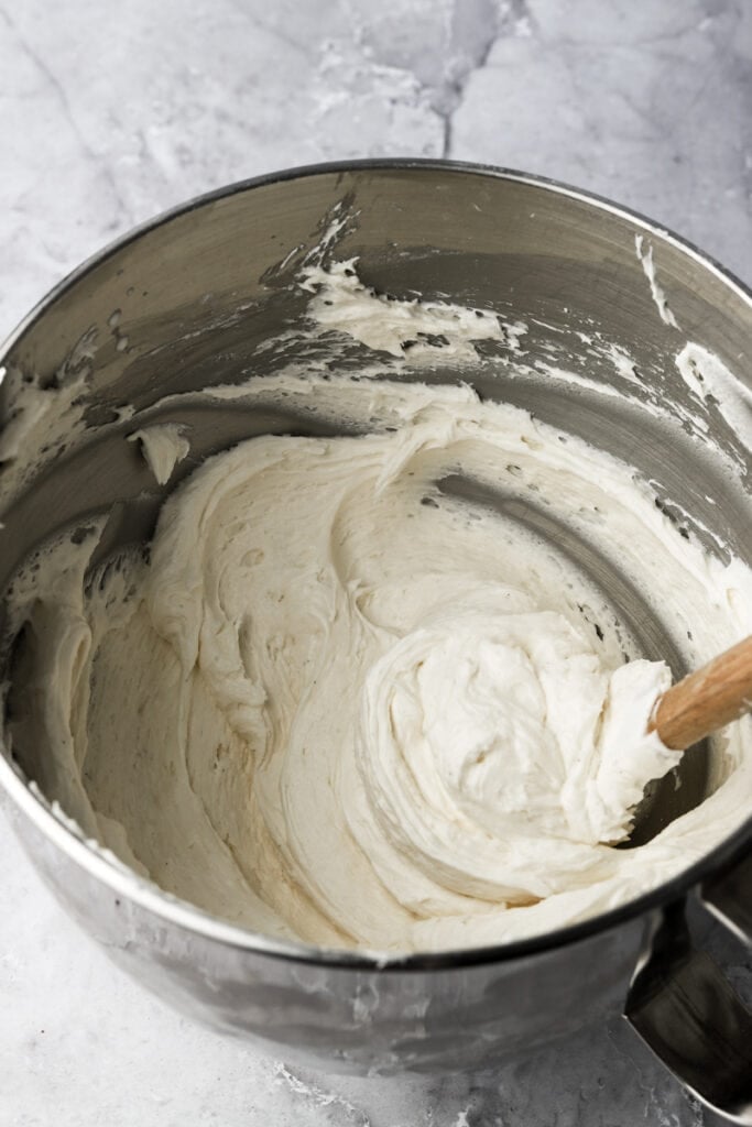 cream cheese frosting finished in a bowl