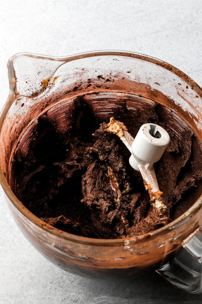 cocoa powder mixed into the biscuit batter