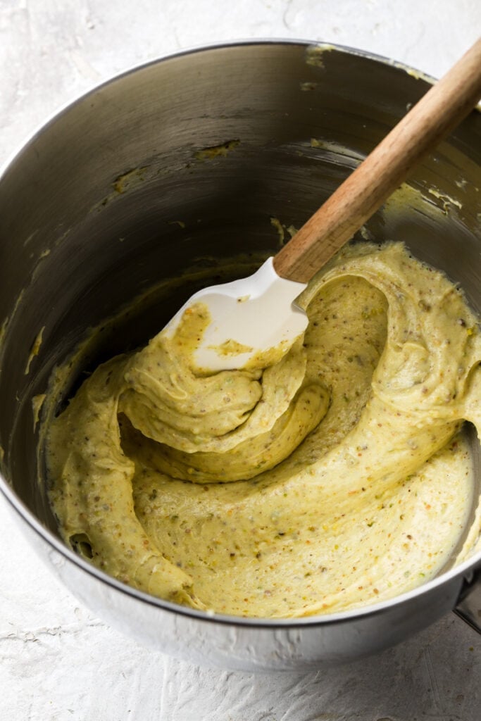 cream cheese mixed with pistachio paste and sugar