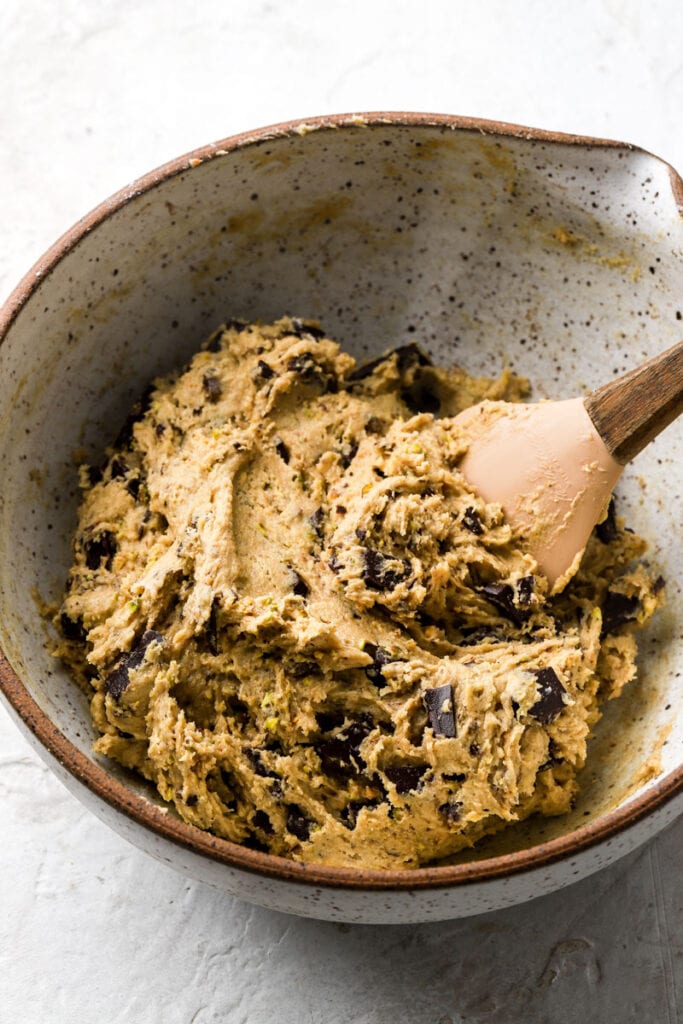 chocolate and pistachios folded into the dough