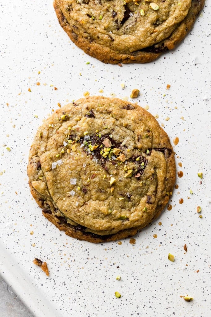 top cookies with pistachios and salt