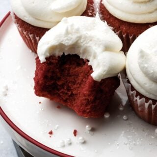 bite taken out of a cupcake showing the inside texture