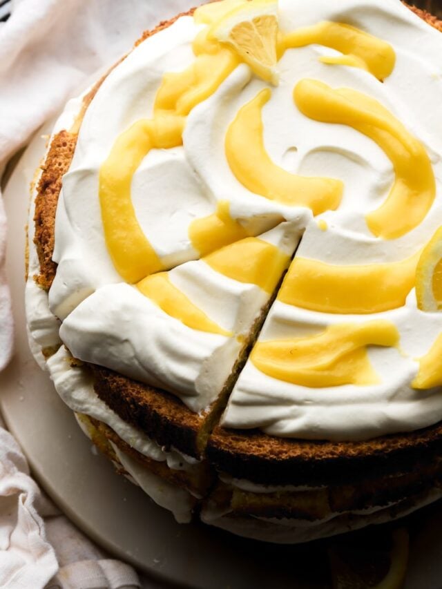 close up of lemon curd cake