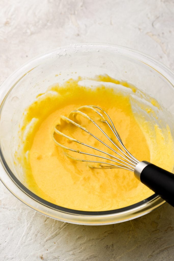 egg yolks whisked with sugar and cornstarch - smooth