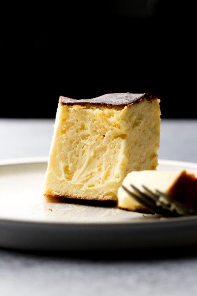 creamy custard inside of san sebastian cheesecake