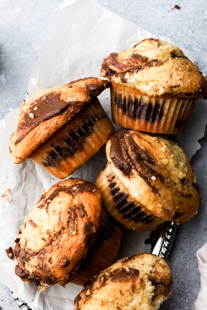 nutella muffins toppled over to see the color and texture