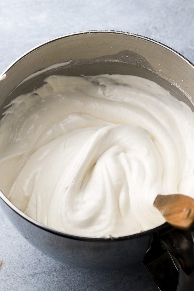 flour mixed into meringue