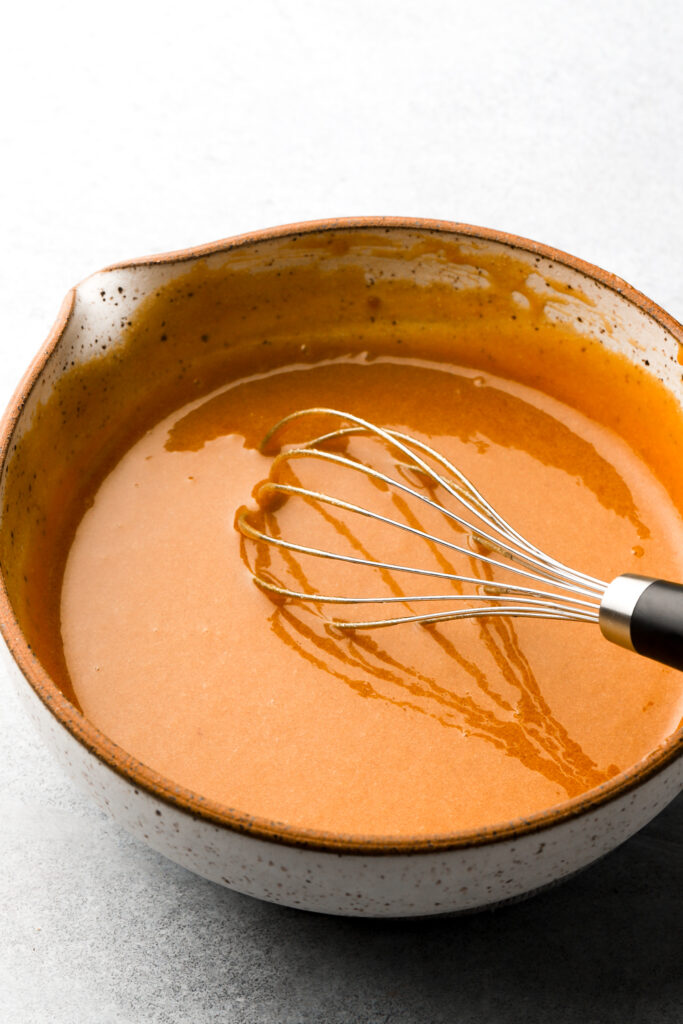 brown butter, sugar, cookie butter and eggs whisked together