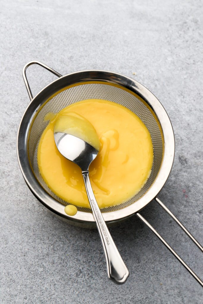 lemon curd coats the back of a spoon