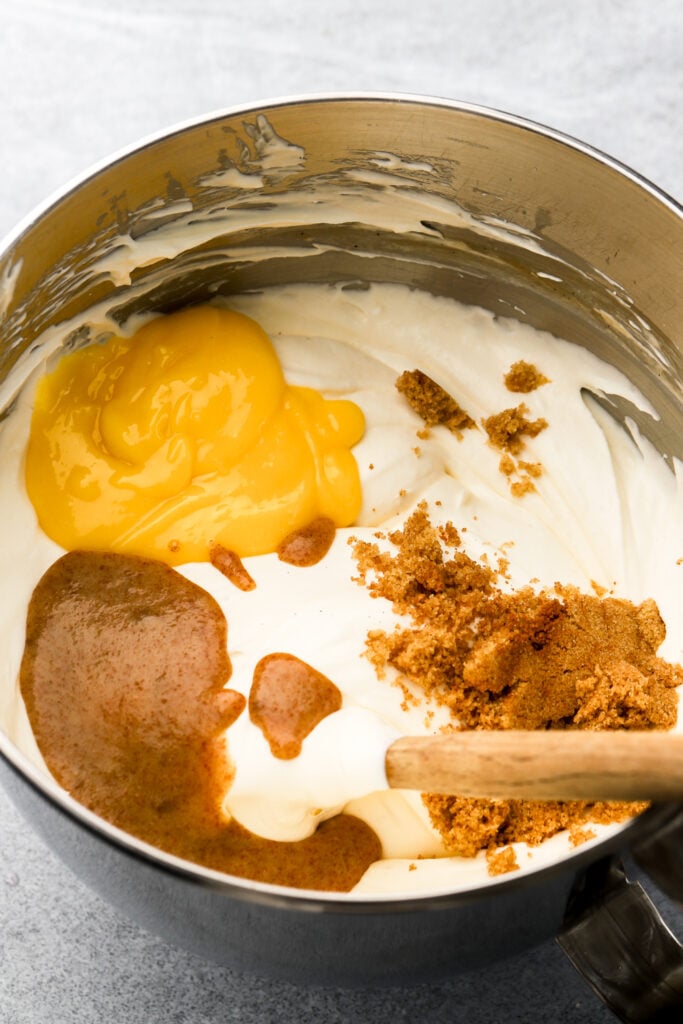 lemon curd, brown butter, brown sugar and cinnamon added to ice cream