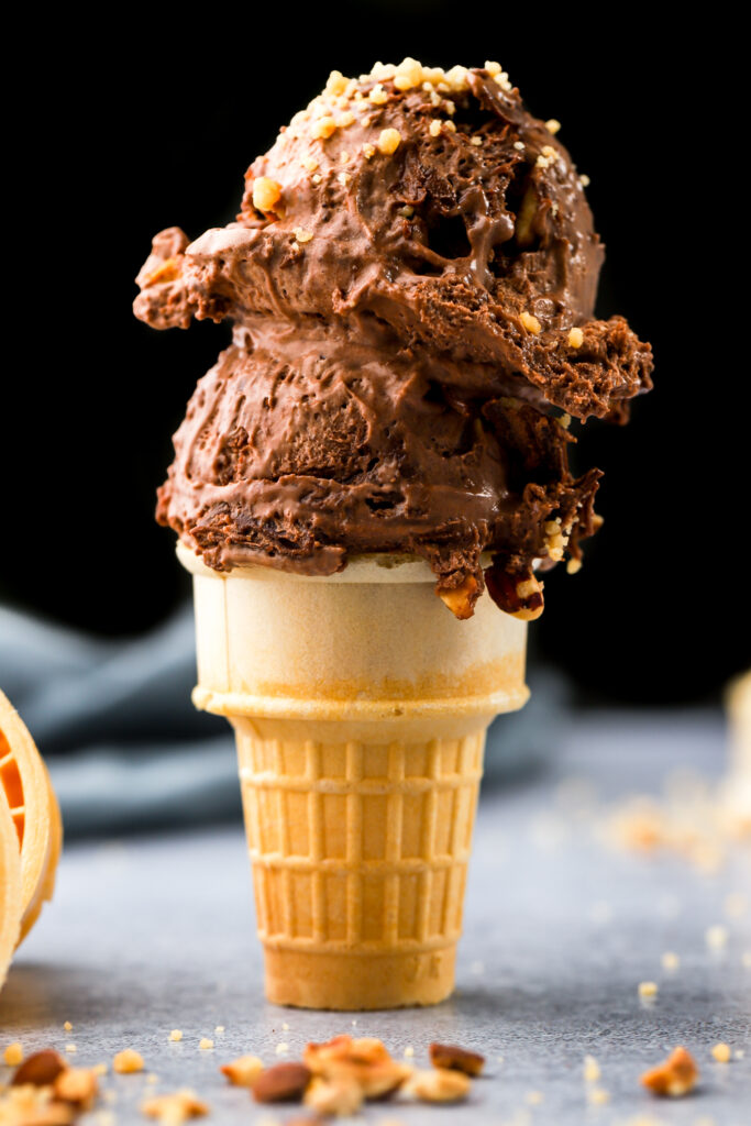 nutella ice cream in a cone
