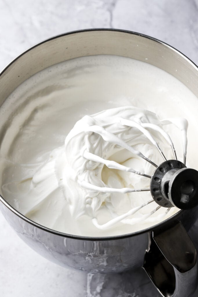 egg whites beaten with sugar until stiff peaks