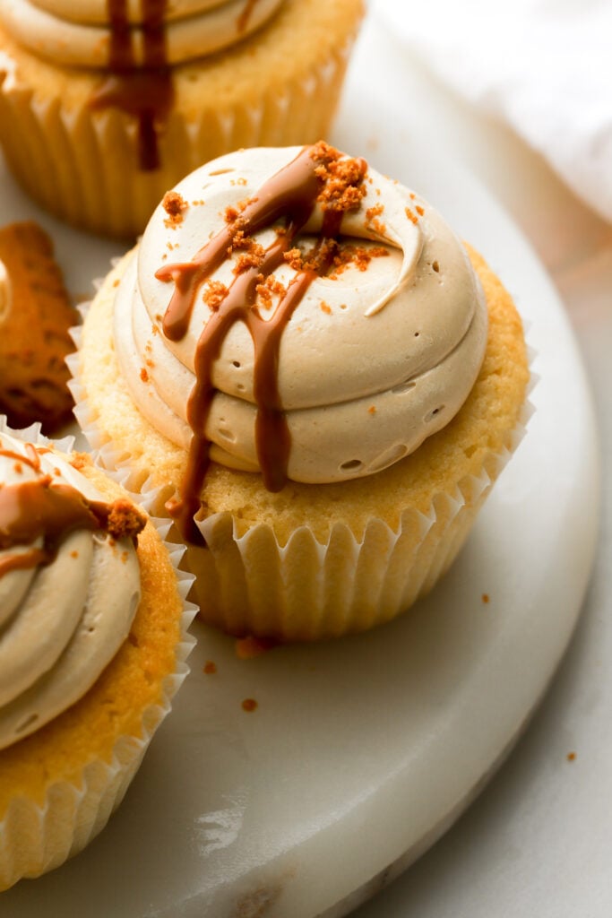 cupcakes frosted with biscoff buttercream