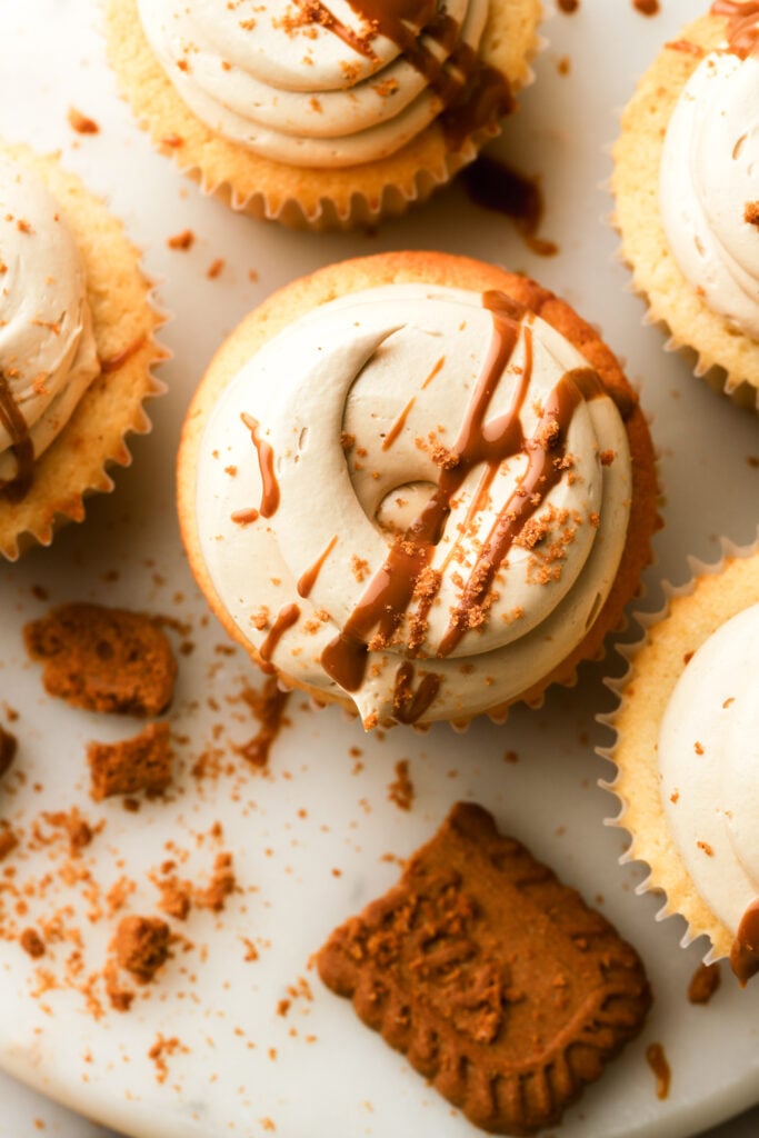 cookie butter buttercream on cupcakes 