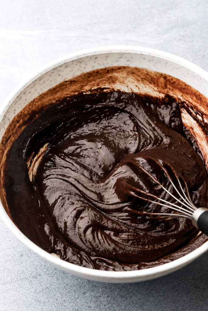 brownie batter mixed together before adding the flour