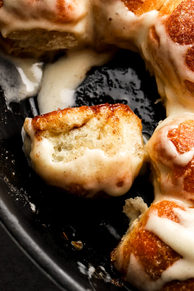 stuffed monkey bread skillet with cream cheese icing