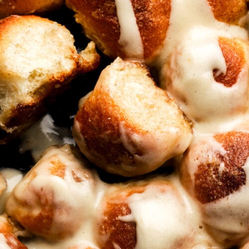 stuffed monkey bread skillet with cream cheese icing