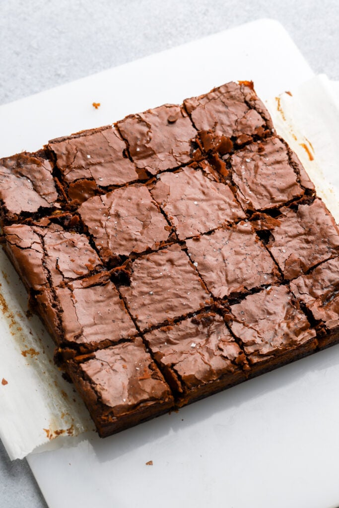 baked and sliced brownies 