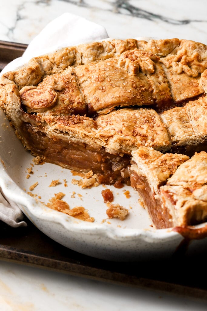 brown butter apple pie with lattice crust