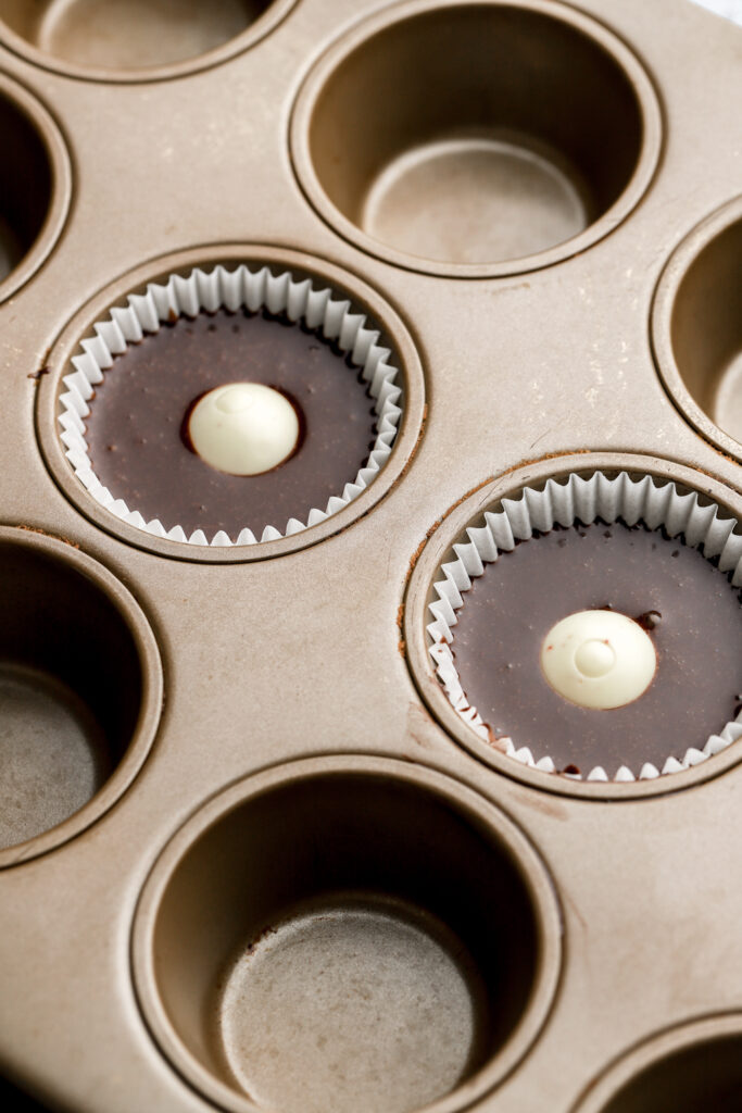 chocolate cupcakes with truffle before baking