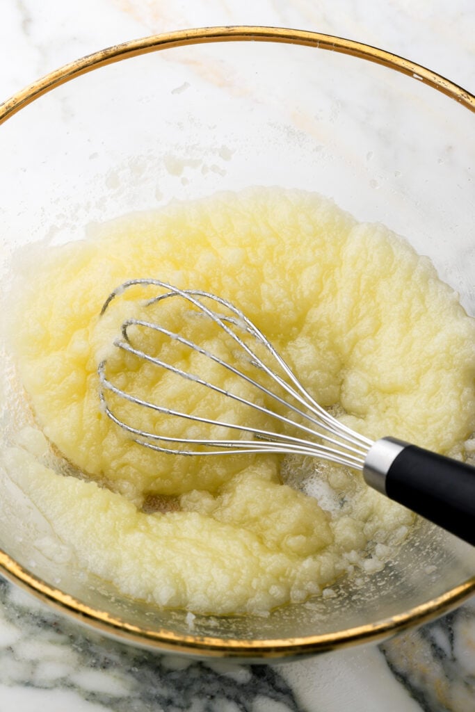 butter and sugar whisked together