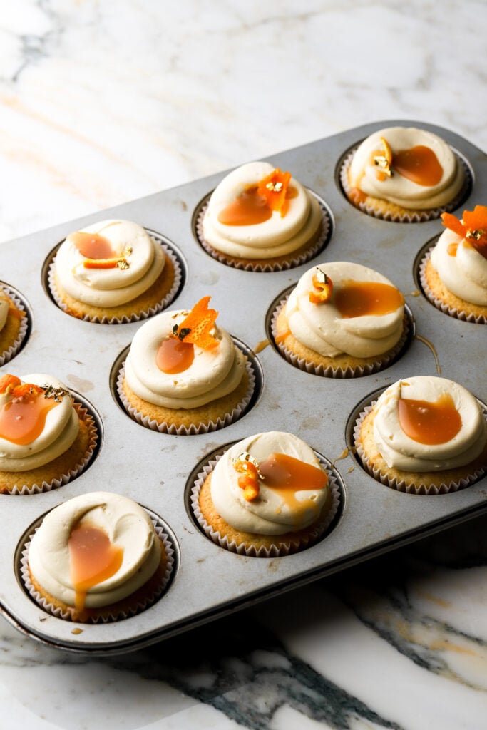 cupcakes filled with orange caramel sauce