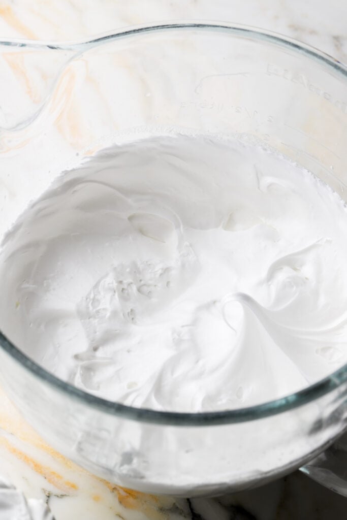 sugar and egg whites whipped into a meringue