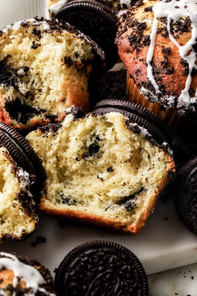 cookies and cream muffins ripped open
