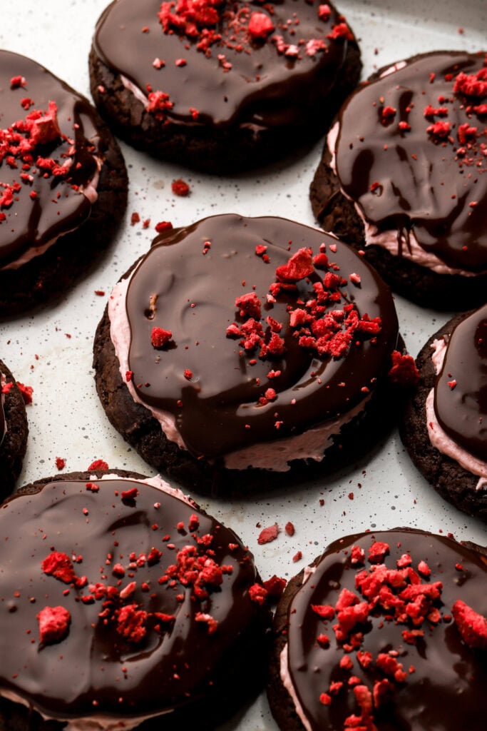 cookies covered with chocolate ganache