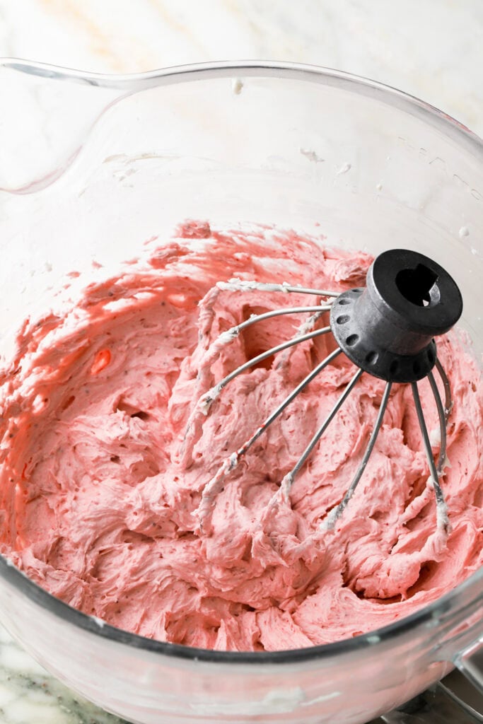 strawberry reduction added to buttercream