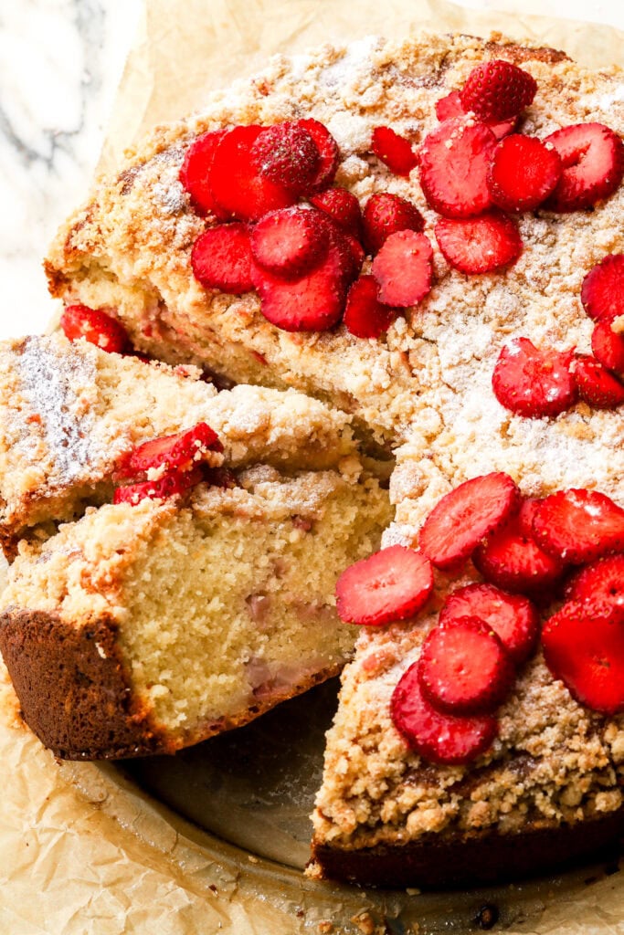 strawberry muffin cake sliced