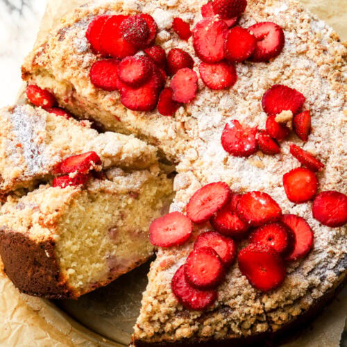 strawberry muffin cake sliced